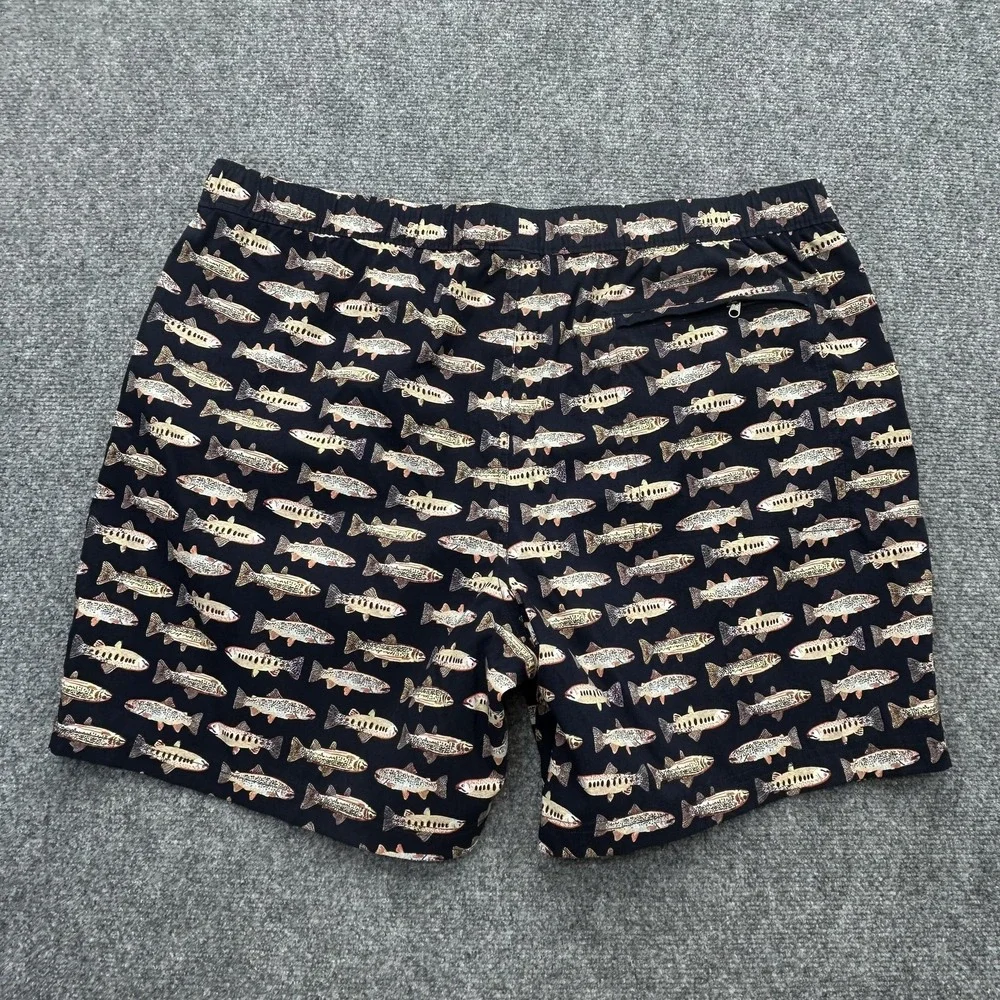 The North Face Fish Print Swim Shorts Mens‎ 2XL Blue Nylon Quick Dry 6